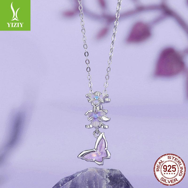 Фиолетовый Ирис-Бабочка DIY Подвеска Аксессуары, Романтичные и Благородные Бусины из Стерлингового Серебра S925.