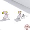 925 Sterling Silver Enamel Stud Earrings Cute Pink Flamingo Earrings for Women & Girls Fine Jewelry Set Friendship Gift