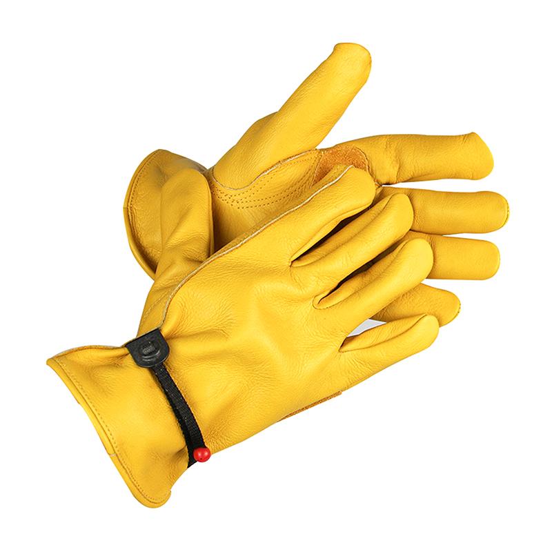 1 Pair Yellow Cowhide Heavy Duty Safety Protective Driver Working Welding Stretchable Mechanic Glove Leather Work Gloves For Men