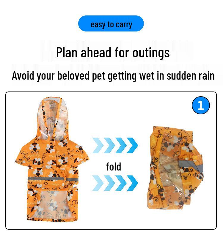 Universal Dog Raincoat with Foot Covers & Leash Access, Animal Design & Belly Wrap - Fits Small To Large Breeds