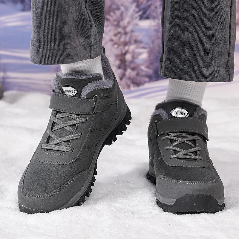 Winter Walking Shoes Unisex Hook And Loop Strap Quick Lace Collar Plush Lined 34-43