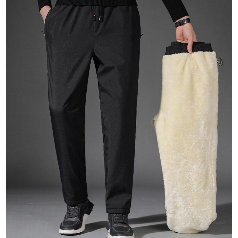 Мужские зимние теплые повседневные свободные толстые брюки большого размера с завязками для бега, спортивные брюки, водонепроницаемые толстые кашемировые брюки для активного отдыха