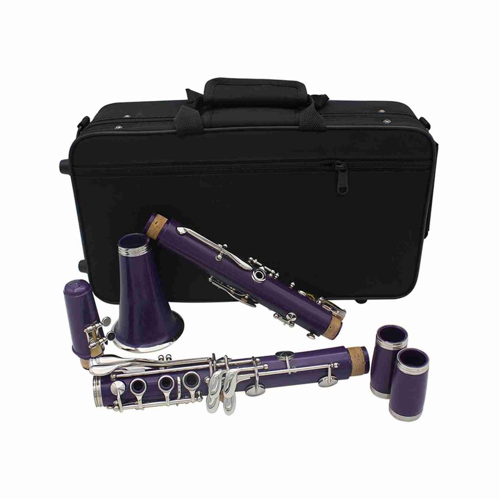Clarinet ABS 17 Key bB Flat Soprano Binocular Clarinet with Cleaning Cloth Gloves 10 Reeds Screwdriver Reed Case