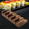 5 Grids Japanese Wooden Sushi Holder Taco Stand Food Serving Rack Divider for Bar Restaurant Dining Table Plate