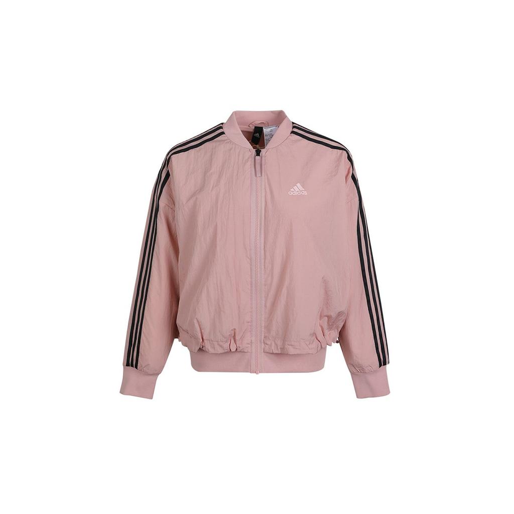 Adidas Mh Bomber Logo Print Fleece Warm Casual Sports Jacket Women Jacket Pink GM1412