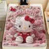 1 шт. Фланелевое одеяло с милым принтом Hello Kitty, Высокое качество, Для всех сезонов, Декор для дома, Тепло и уют, Идеально для рождественских подарков