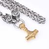 Stainless Steel Thor 'S Hammer Pendant Necklace Wolf Head Stainless Steel Necklace Men 'S Accessories 