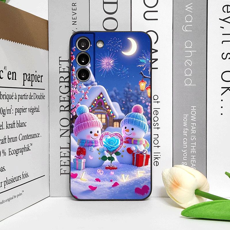 Рождественский Зимний Милый Снеговик Пара Чехол для Телефона для OPPO Reno 13 12 F 11 10 Pro Plus Find X5 X3 Lite X8 X7 A98 A59 5G Мягкий Чехол