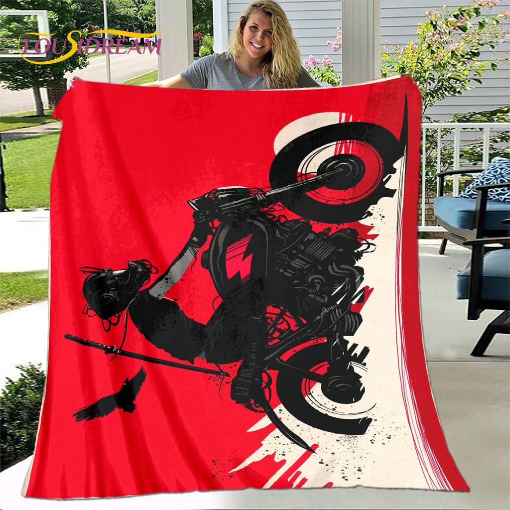 3D Retro Vintage Motorcycle Soft Plush Blanket,Flannel Blanket Throw Blanket for Living Room Bedroom Bed Sofa Picnic Cover Gift