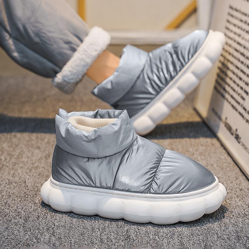 Fashion Warm Ankle Boots Winter Women and Men Bow Warmth Plush Bow Cotton Shoes 2024 New Waterproof Down Cloth Short Barrel Snow Boots