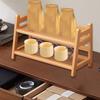 Двухуровневая бамбуковая подставка для дисплея кофейных сиропов, держатель для приправ, органайзер для станции для туалетного столика,