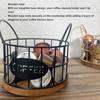 Корзина для кофейных капсул, круглая корзина для хранения из железной проволоки, большой емкости, держатель для кофейных капсул с деревянной основой для домашнего офиса