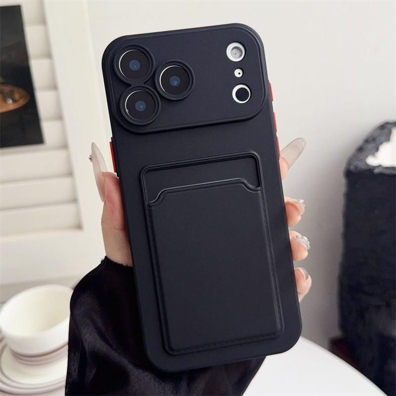 Кошелек с отделениями для карт, чехол для телефона For iPhone 17 Air 11 12 13 14 15 Plus 16 17 Pro Max, противоударный, мягкий, матовый, силиконовая задняя крышка
