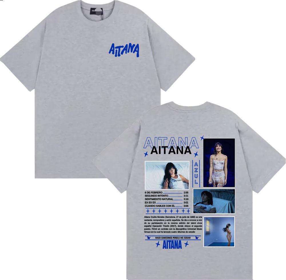 Певица Aitana Cuarto Azul Альбом Тур Обложка Футболки Унисекс Модный Тренд Уличная Мода Футболка Женская Летняя С Круглым Вырезом Хлопковые Футболки