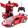 Robot Toy Transforming Toy Vehicle RC Car 2 In 1 Radio Controlled Remote Control Can Transform Favorite Gift Children's (Red)