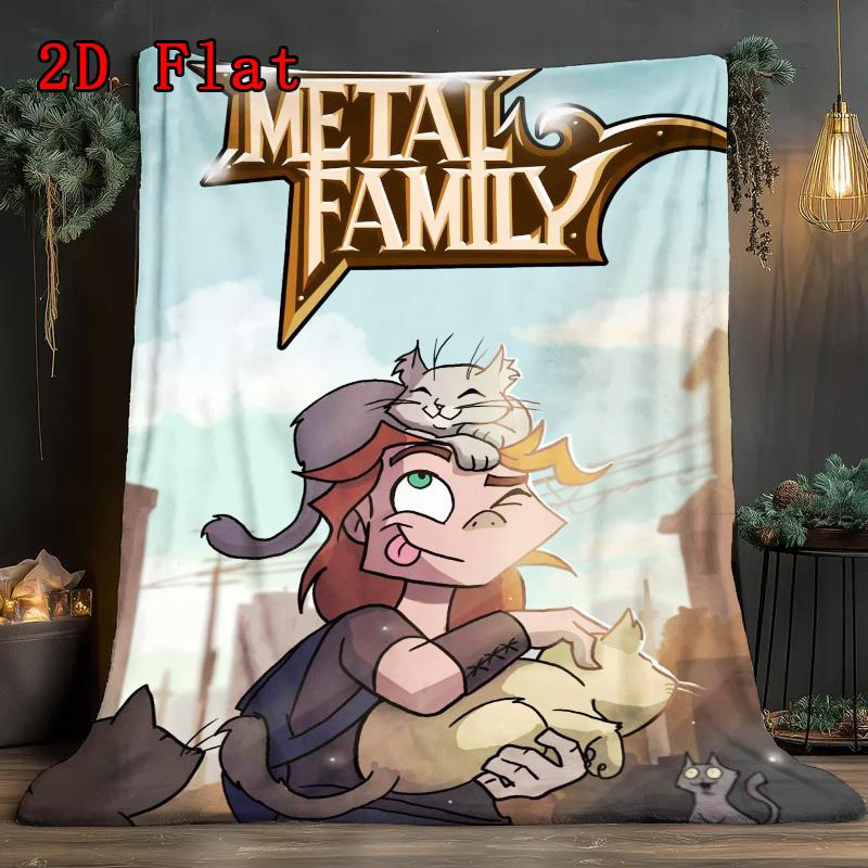 metal family 2D Flat Pattern Flannel Blanket High quality All Seasons Warmth and Comfort Perfect for Christmas Gifts.DMT0925135