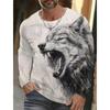 Популярная футболка серии Animal Wolf с 3D-принтом для мужчин, уличная верхняя одежда, повседневные футболки с длинным рукавом и круглым вырезом