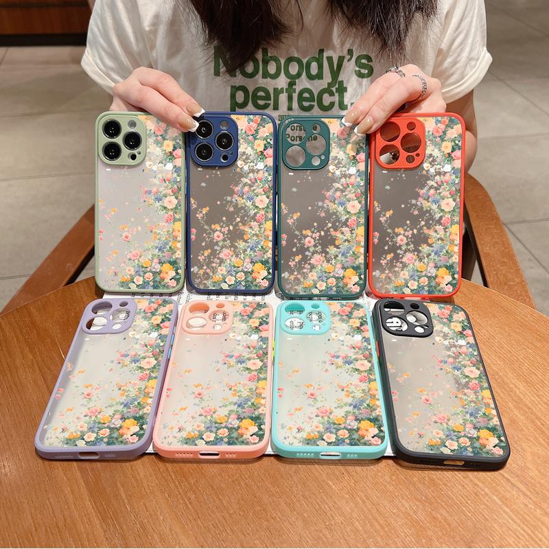 Твердый чехол для телефона из ПК с рисунком розы для iPhone 16 15 14 13 12 Pro Max 11, противоударный, с мягкими краями, прозрачный, тонкий, матовый чехол