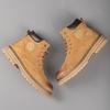 Мужские высокие ботинки Осень Зима Уличная рабочая обувь Противоскользящие и удобные Желтые ботинки Модные британские повседневные кожаные ботинки