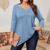 Женские однотонные топы больших размеров с вырезом в виде капли и рукавом 3/4, элегантные повседневные топы