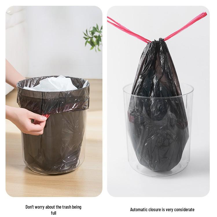Large Black Handheld Drawstring Trash Bags for Kitchen, Dorm, and Household Use - Thick, Durable, Pull-up Closure