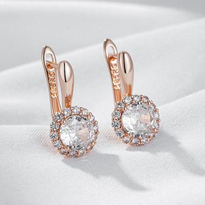 Классические серьги с микро-инкрустацией из белого циркония для женщин, золотые винтажные серьги, свадебные вечерние роскошные украшения