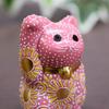 Stylish Kutani Ware Figurine from Waza No Feng Shui Perfect for Opening or Birthday Gifts Right-Handed Maneki-neko Kura, Pink, Design, Ceremonies,