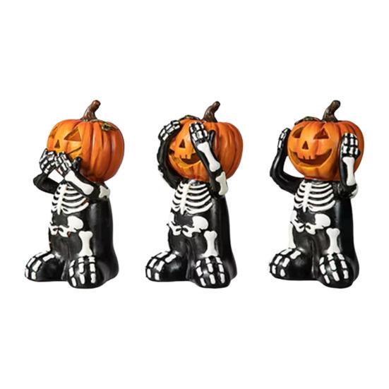 Хэллоуин Украшение Скелет Форма Тыквы Статуи Смола Готический Декор Дом Вечеринка Фестиваль Фигурка Черепа