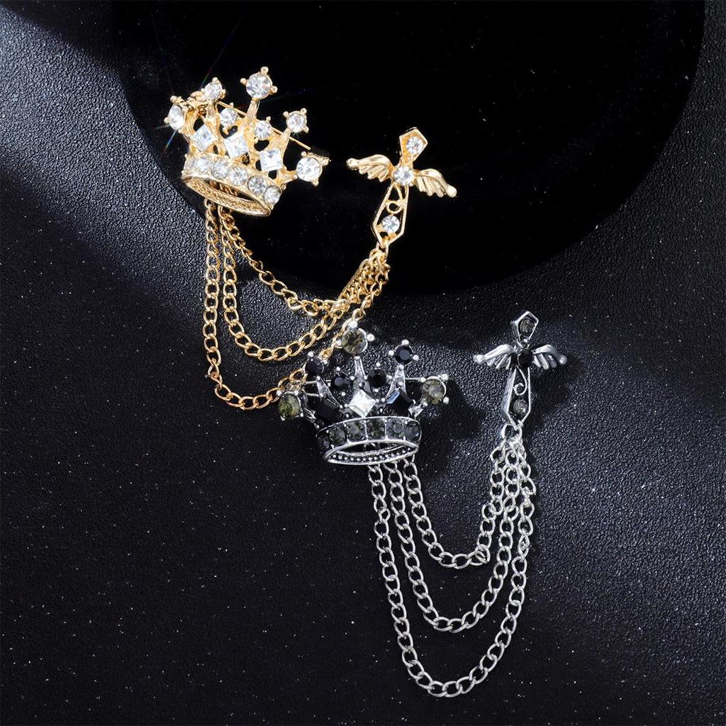 Мужской модный набор булавок для воротника: Японский и корейский стиль с украшениями в виде орла, короны, кисточки и креста.