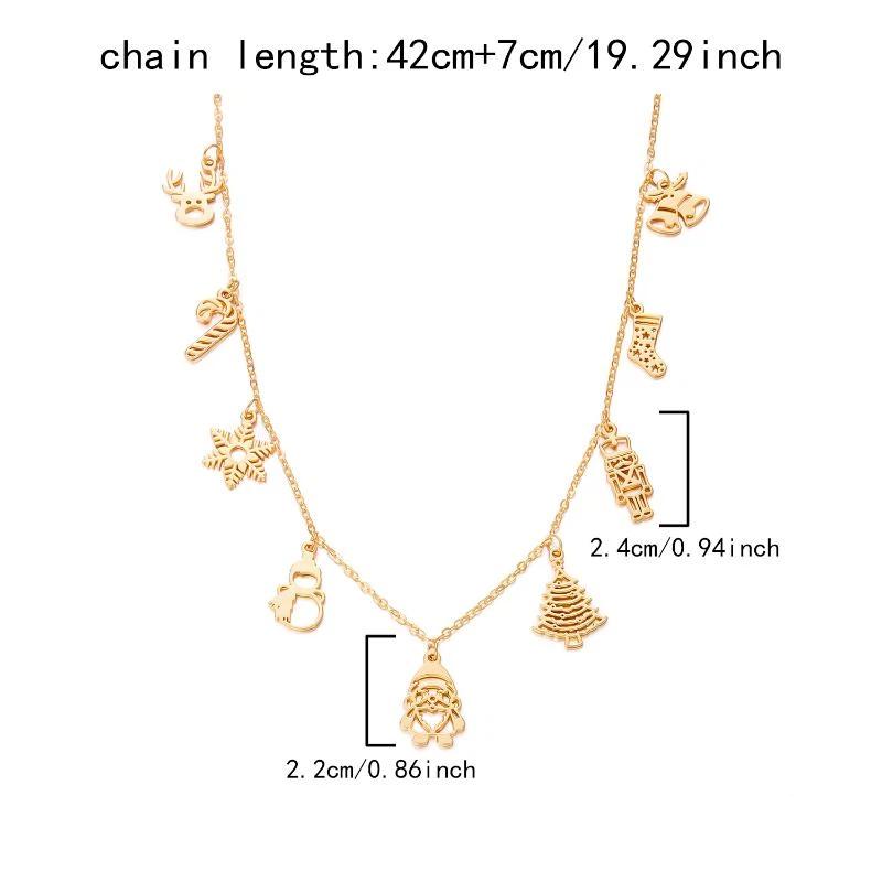 Преувеличенное рождественское колье-чокер с бусинами в виде колокольчиков для женщин, модная рождественская подвеска, цепочка для ключицы, ювелирное украшение для новогодней вечеринки, подарок