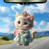Beautiful CUTE Adorable 2D Acrylic Flat Cat Pendant or Cars Bags and Keys Hanging Ornament with Chain Cat-Shaped Xmas Keychain