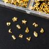 Xiaomi 12 Grids Golden Nail Charms Star Moon Heart Square Rectangle Triangle Bow 3D Studs Gems Nail Art Jewelry Decorations Accessories