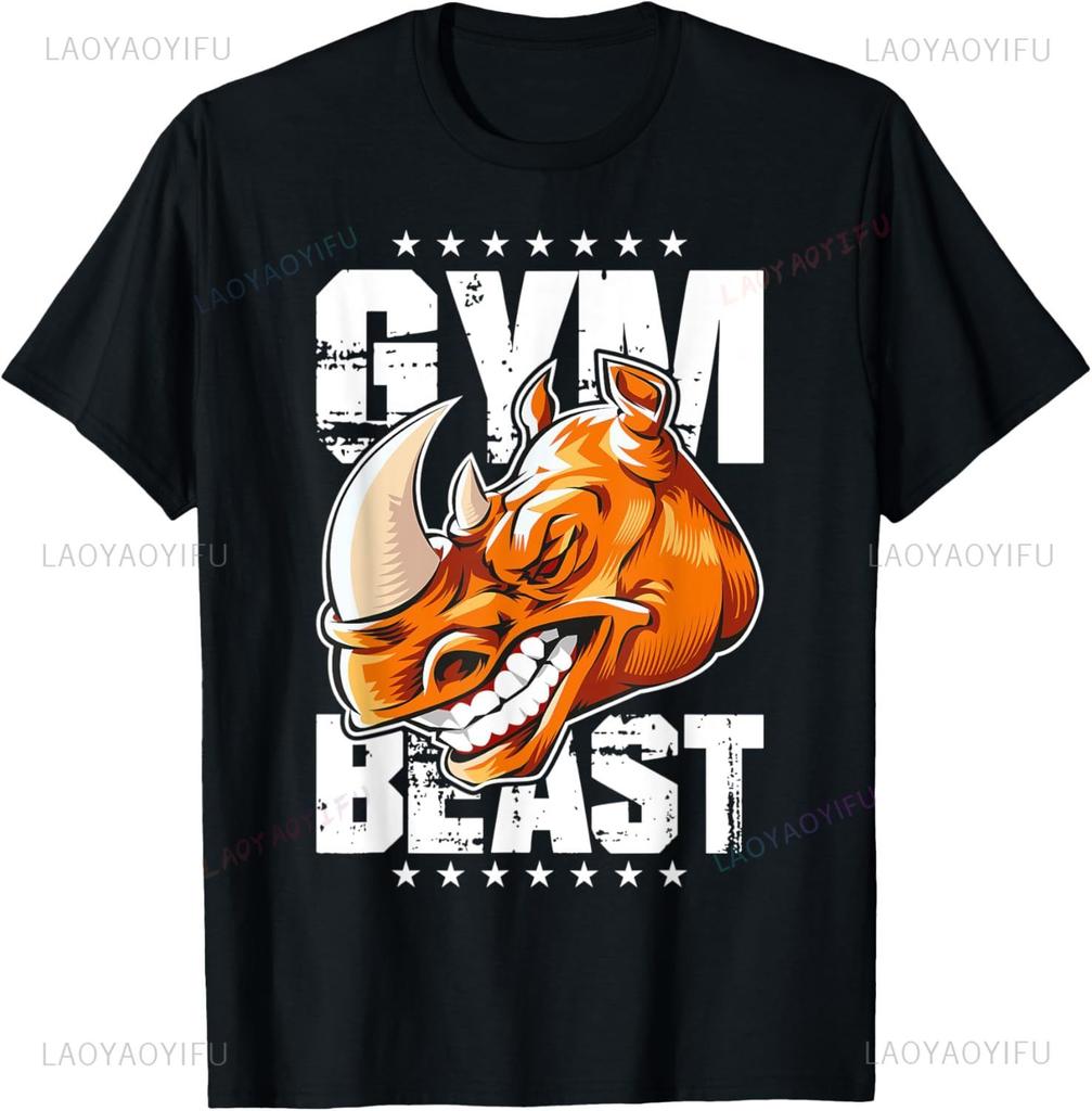 Rhinoceros Weightlifting Powerlifting Gym Rhino for Fitness T-Shirt Streetwear Graphic T Shirts Men Clothing Camiseta Hombre