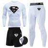 Men's 3-Piece Quick-Dry Compression Sports Set: Short-Sleeve Bodysuit for Running, Basketball, Gym Training.