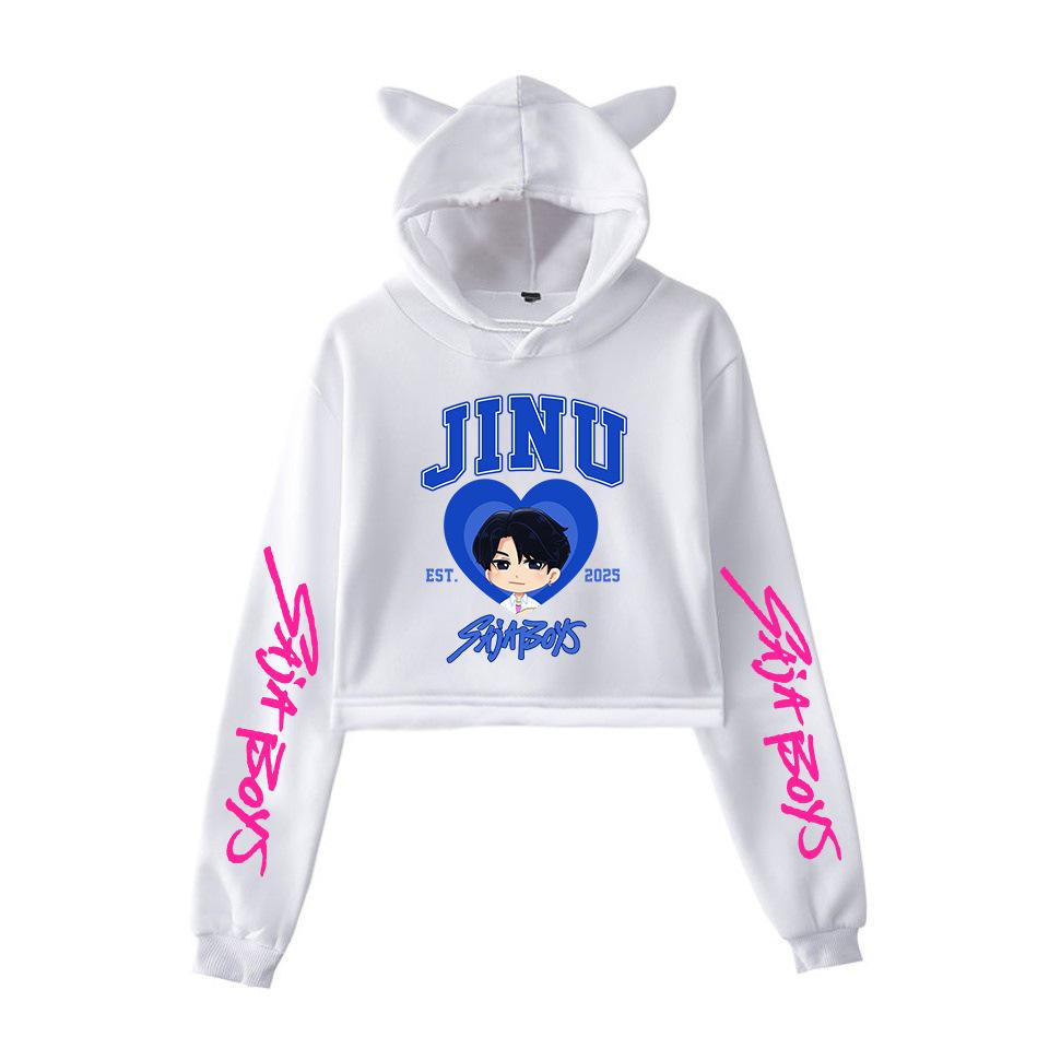 K-pop Охотники на демонов Кошачьи ушки Короткое худи Осень Saja Мальчиковый пуловер Аниме Косплей Вечеринка Куртка Студент Y2K Харадзюку Одежда