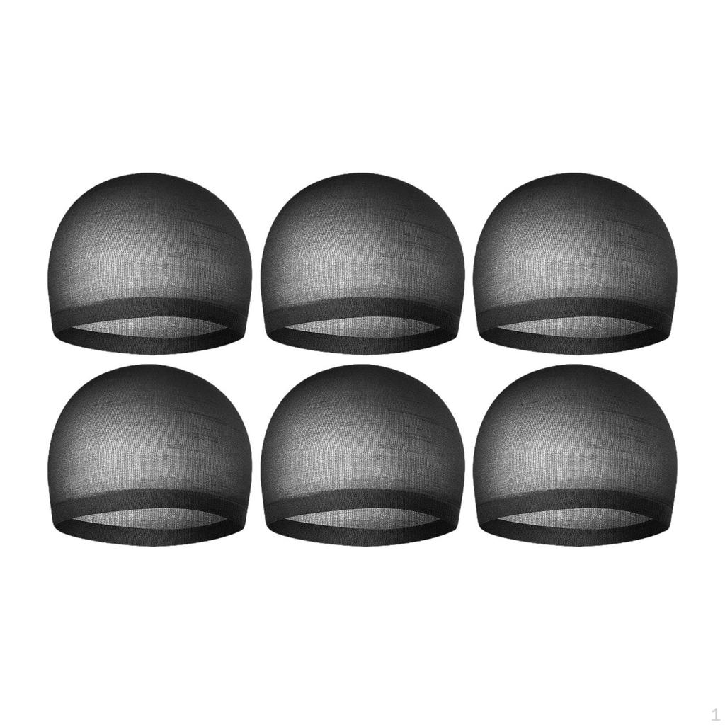 6 Pieces Wig Stocking Cap for Lace Front Wigs Elastic Breathable Headband Men & Women