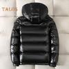Мужское зимнее хлопковое пальто со съемным капюшоном, длинный рукав, однотонная стеганая куртка с карманами, водонепроницаемая теплая верхняя одежда