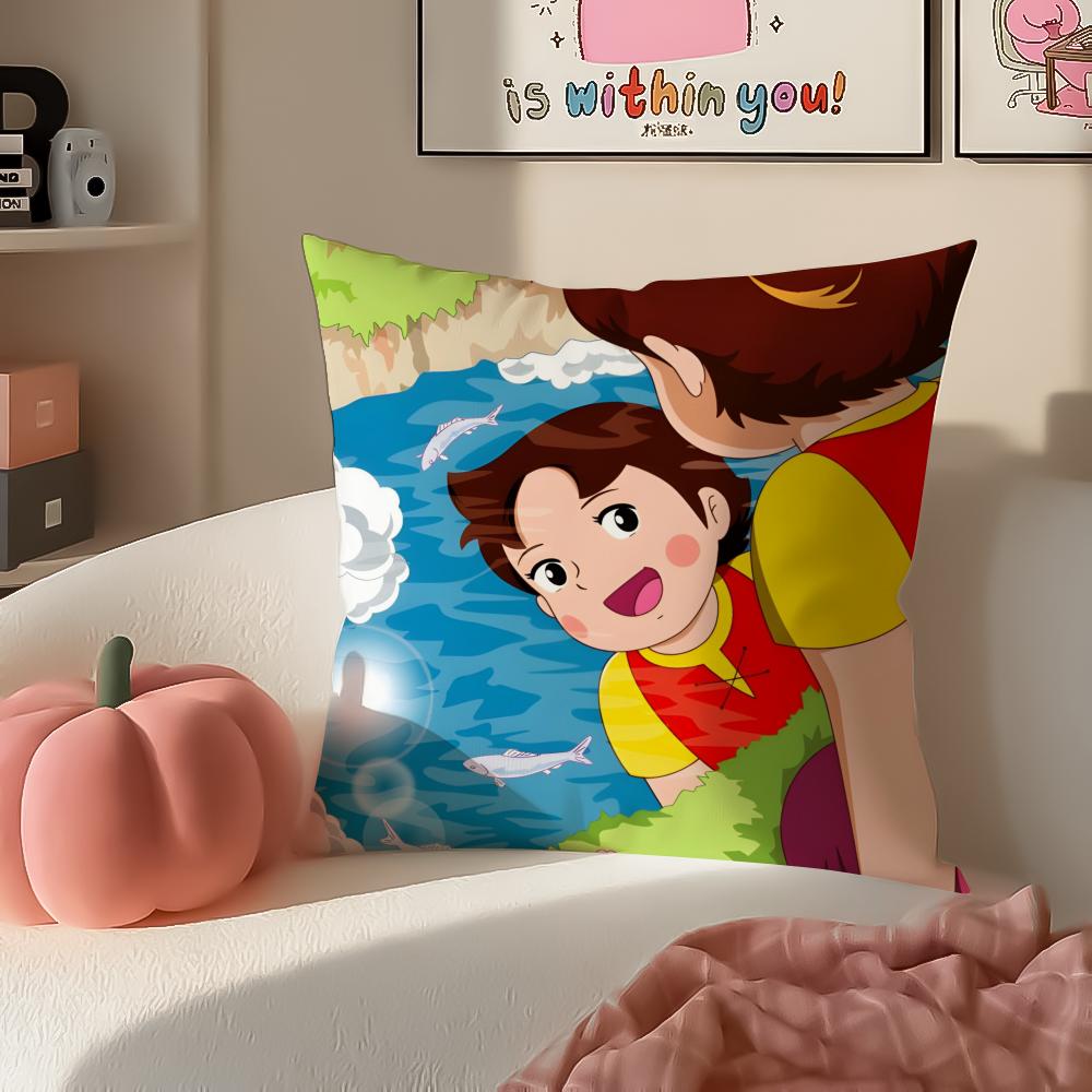 Cartoon HHeidi Girl of the Alps Cushion Cover Pillowcase Short Plush Invisible zipper Room Sofa Cushion Cover