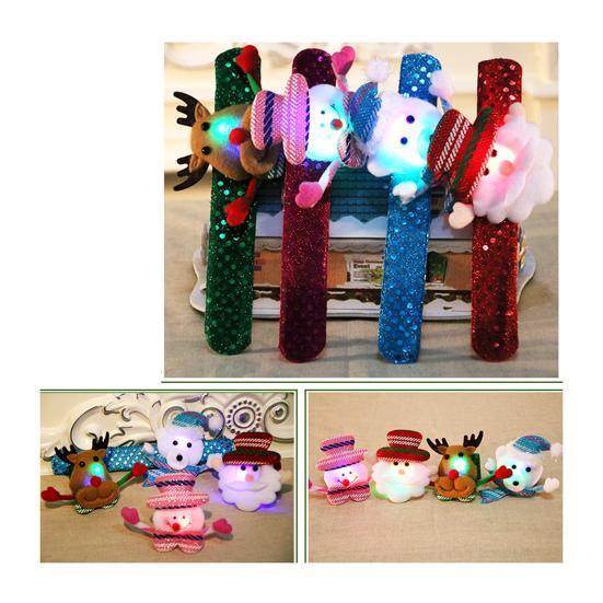 Рождественский браслет-шлепок, красочный светодиодный светящийся Санта-Клаус, снеговик, олень, медведь, кукла, регулируемая лента для детей и взрослых, принадлежности для вечеринок