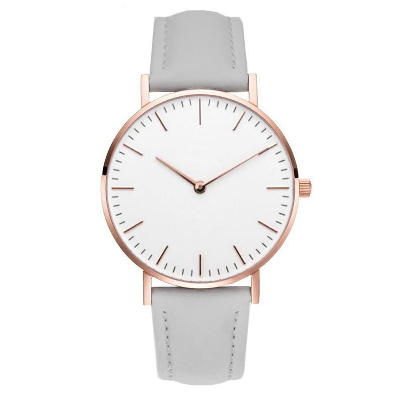 Simple Elegant Watch for Women  Pink White Leather Watchband Dress Lady Wrist Watches Casual Female Clock  Montre Femme