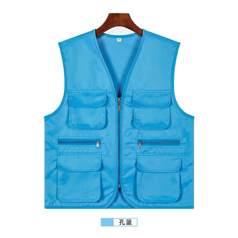Billiards Hall Multi Pocket Vest Custom Logo Table Tennis Club Waiter Work Clothes Vest Men Women Sleeveless Photography Jacket