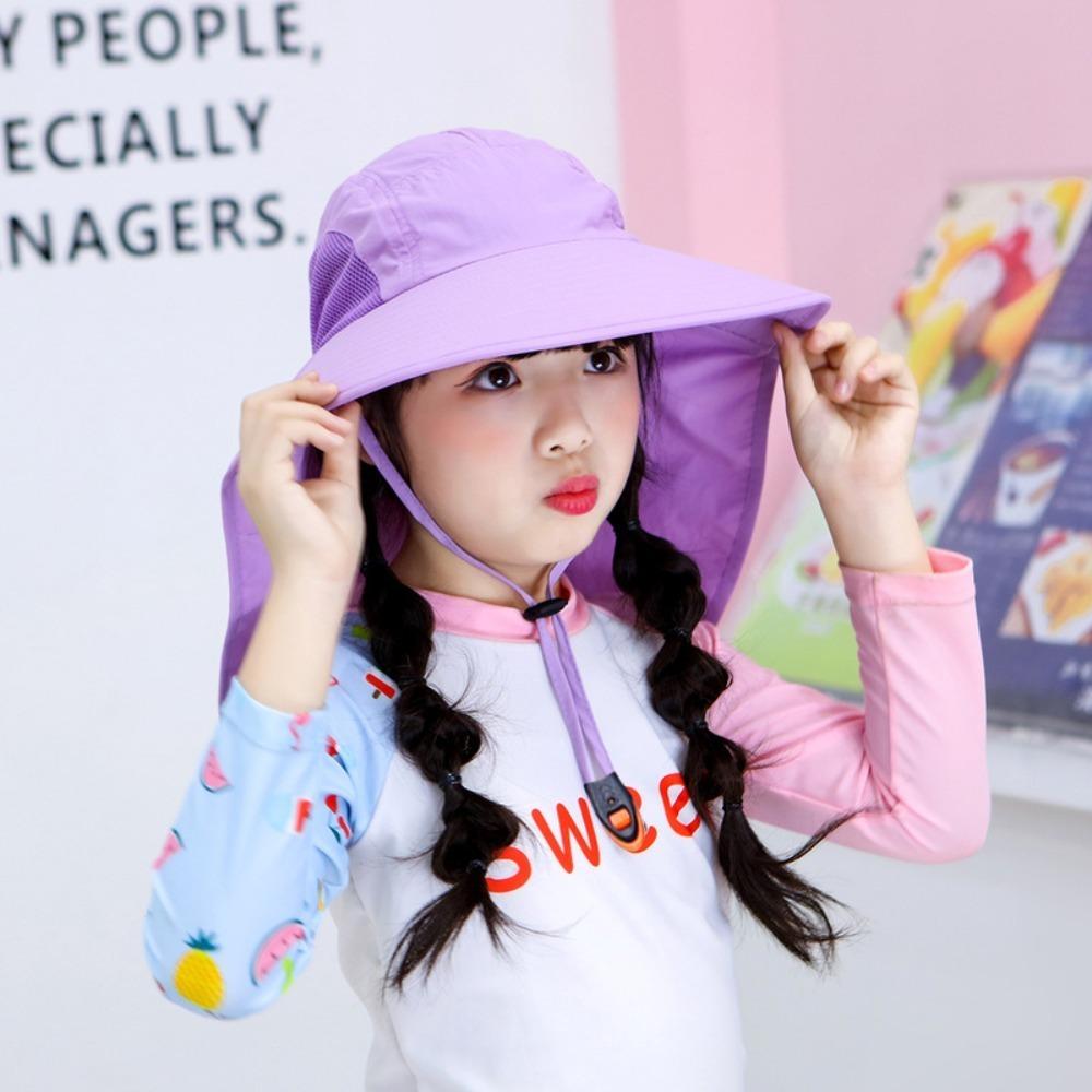 Fashion Kids Sun Hat UV Protection Broad Brim Bucket Hat Casual Summer Cap with Whistle  Summer