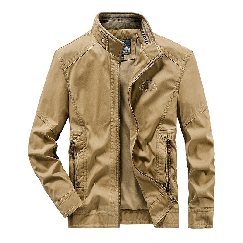 Осенняя новая мужская куртка среднего возраста, куртка с застежкой-молнией и длинными рукавами, повседневная мужская одежда