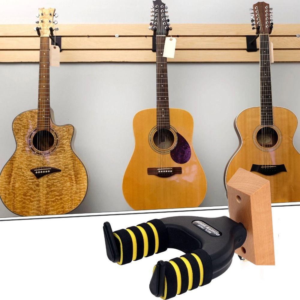 Wooden Base Guitar Hanger Detachable Ukuleles Bracket Wall Mount Stand  Electric Bass