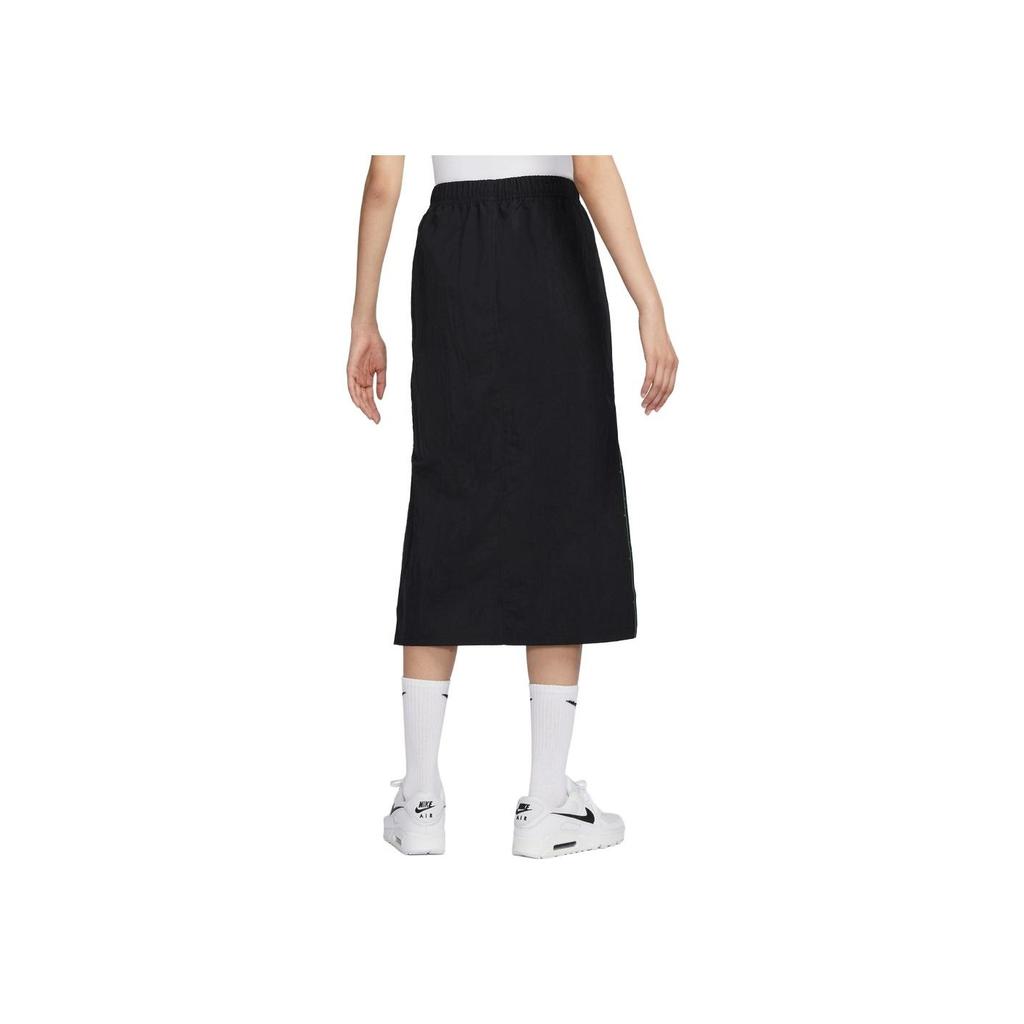 Nike Высокая талия разрез легкая мягкая повседневная длинная юбка женские низы черный FQ0702-010