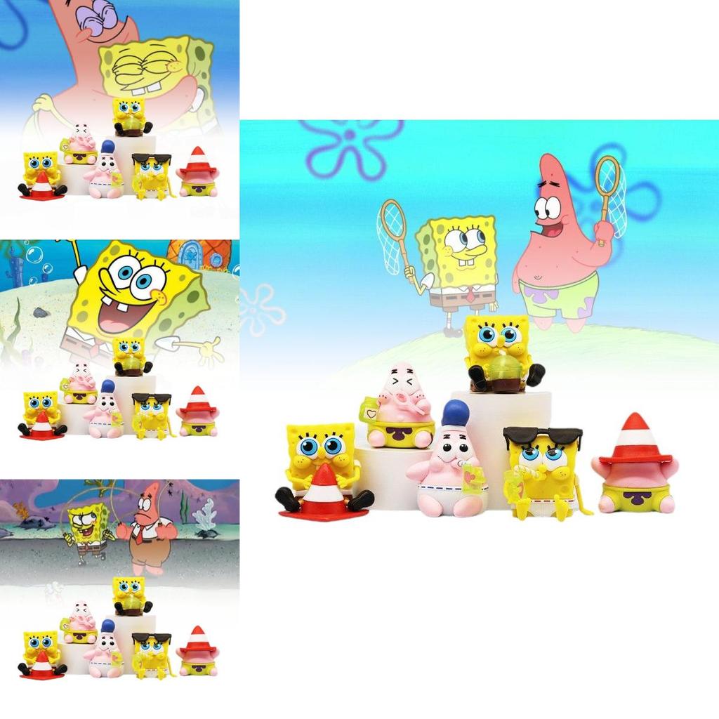 Adorable Sponge Friends Collectible Figures Starfish Pvc Toys For Anime Enthusiasts