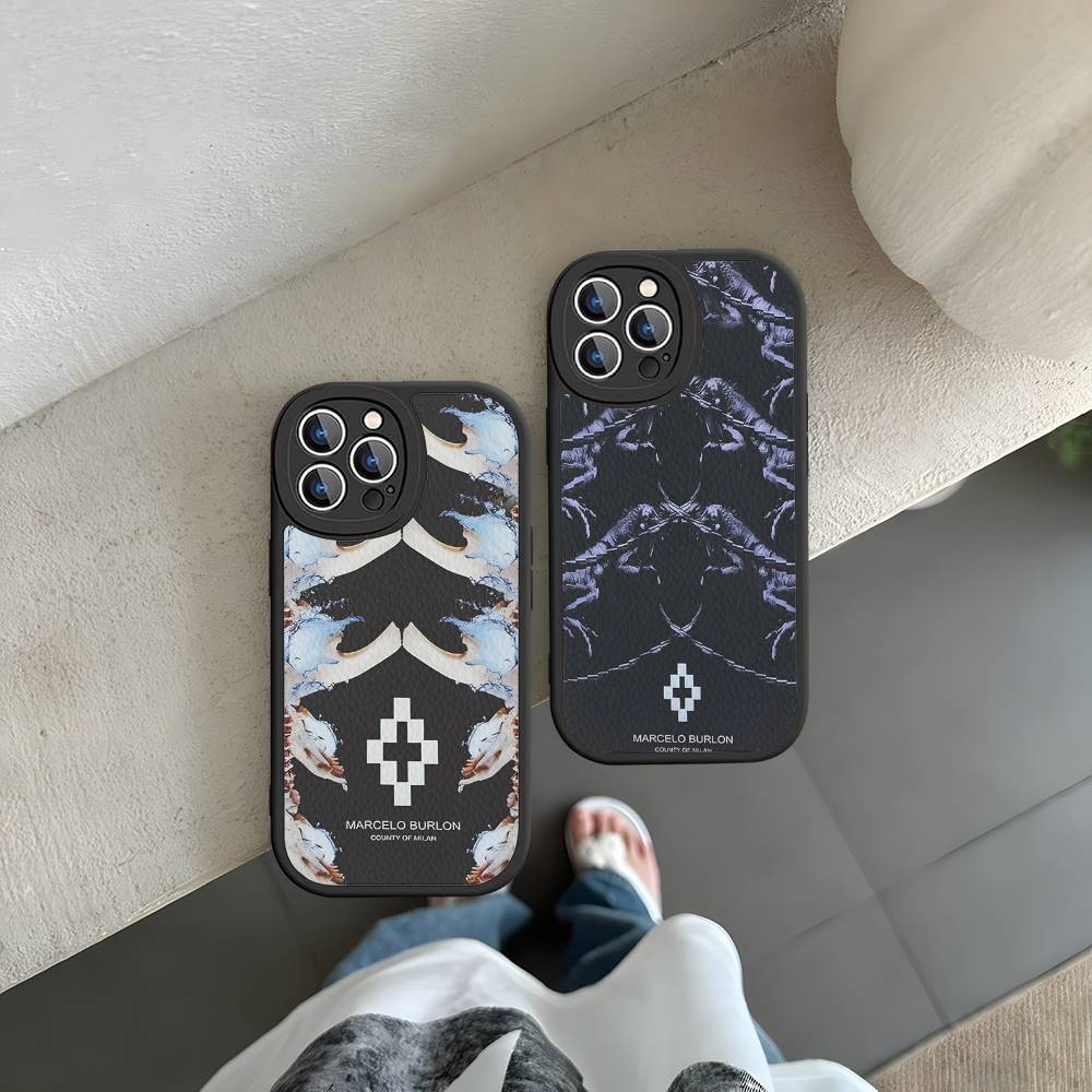 Чехол для телефона M-MARCELO B-BURLON для IPhone 16 15 14 13 12 11 Pro Max Plus Кожаный Мягкий Чехол