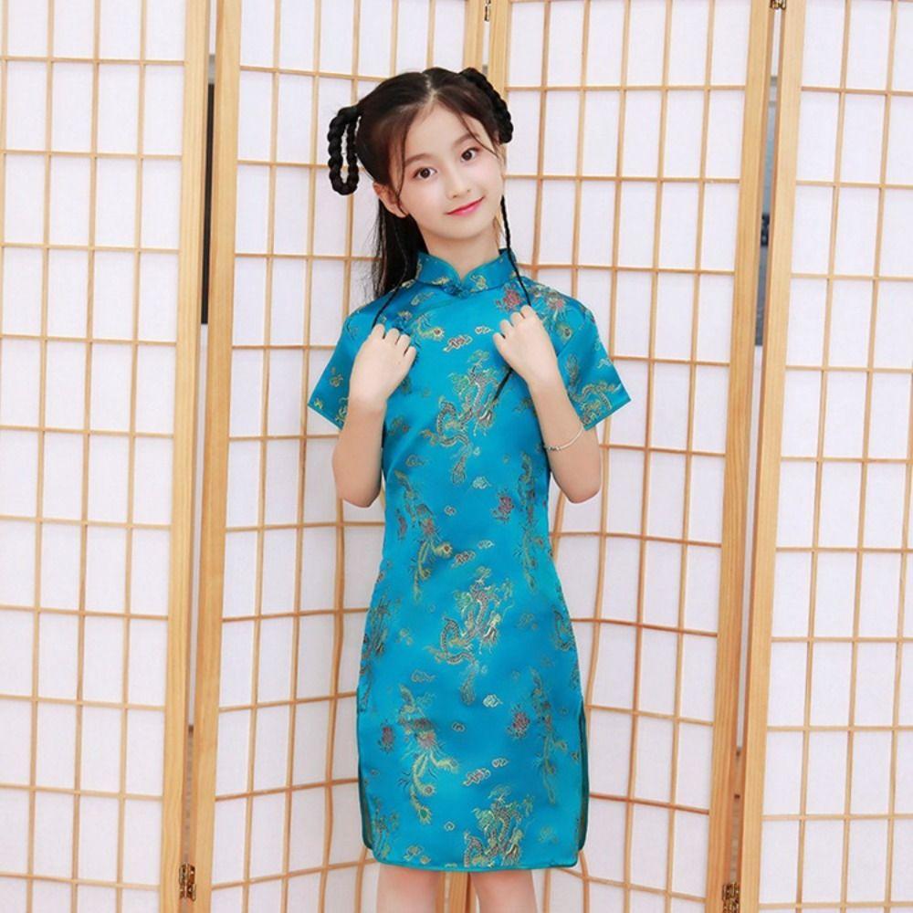 Niche Design Осеннее детское традиционное платье Cheongsam для девочек Ципао в китайском стиле Юбка для девочек