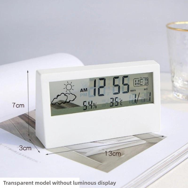 Transparent Alarm Clock with Adjustable Night Light - LCD Weather Display and Smart Calendar Feature with Sunrise Theme Design