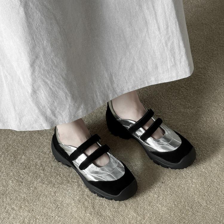 5 см мелкий вырез толстая подошва маленькие кожаные туфли женские натуральная кожа маффин Мэри Джейн 2025 новый осенний цвет сочетание повседневная обувь